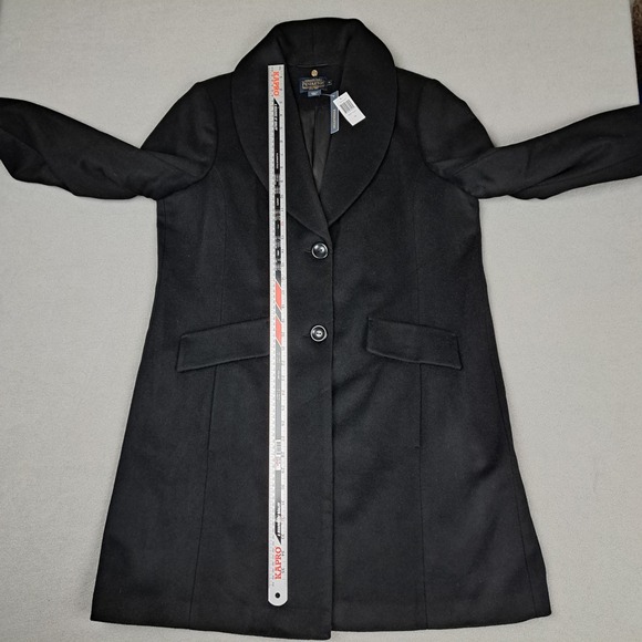 NEW Pendleton Wool Cashmere Coat Womens 18 Black Shawl Collar Long Knockabout - Picture 5 of 11
